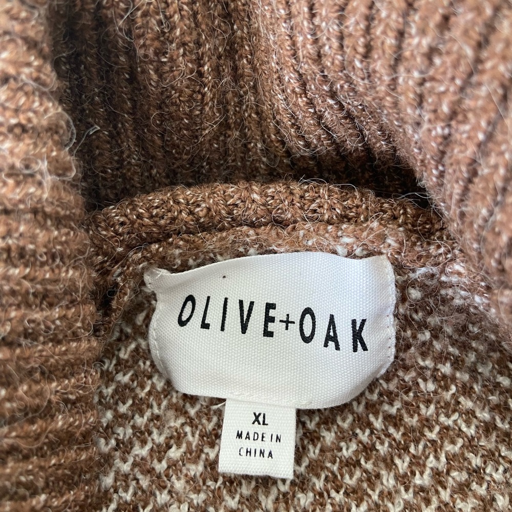 Olive + Oak women’s brown patterned soft cowl neck plush sweater‎ XL - Picture 7 of 7